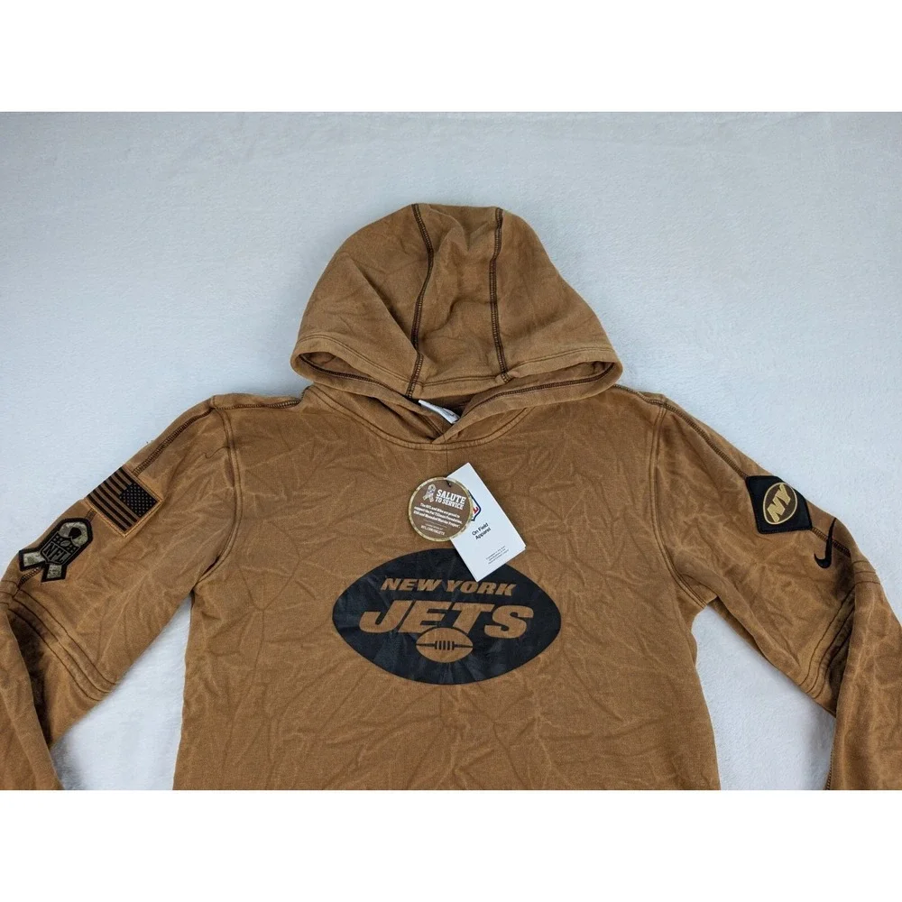 New‎ York Jets Salute to Service Nike Hoodie Youth Large Brown NFL NWT